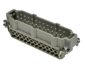 Wtyk; Han E; 09330242601; 24 tory; 24B; poliwęglan; proste; śrubowy; 16A; 500V; szary; srebrzone; 0,75÷2,5mm2; IP65; Harting; Ro