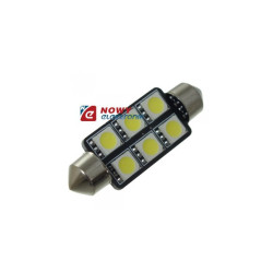 DIODA LED C5W 42mm 6xSMD5050 rurka Biała 12V