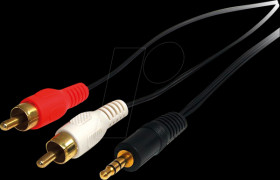 MU3MMRCA Audio cable, 3.5-mm jack to 2x RCA, 90 cm