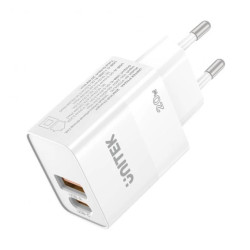Unitek Ładowarka sieciowa, 1x USB-A, 1x USB-C, QC, PC 3.0, 20W, biała