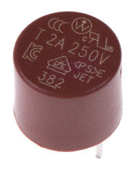 Bezpiecznik nieresetowalny 2A 250V ac Wickmann T Nylonowe 100 A rozstaw 5.08mm