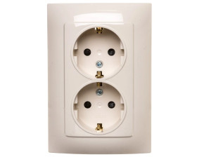 Simon 10 Gniazdo podwójne SCHUKO z przesłonami kremowe 16A 250V IP20 CGSZ2Z/41