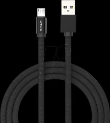 8494 Sync &amp; charging, USB A -> micro, 1,0m, cotton, black