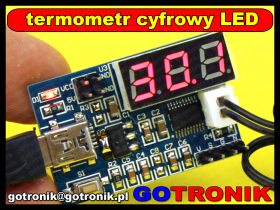 Cyfrowy termometr LED z czujnikiem NTC