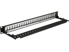 Patch panel pusty RACK 19 1U na 24 moduły keystone z półką czarny DataGate Molex