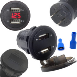 Ładowarka USB 12-24V /5V 3.1A LED RED+VOLT.