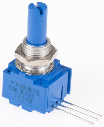 Potencjometr 100kΩ typ Obrotowy Bourns średnica wału 6,35 mm 0.5W długość wału 22.2mm Montaż panelowy