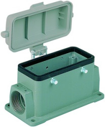 Surface mount housing, size 24B, die-cast aluminum, PG21, angled, cross bow locking, IP65, 09300241220