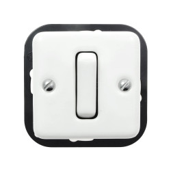 Włącznik światła pojedynczy ceramiczny, kwadratowy podtynkowy biały Ceramic Loft