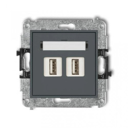 MINI Gniazdo podwójne 2xUSB-AA 2.0 grafitowy mat 28MGUSB-2