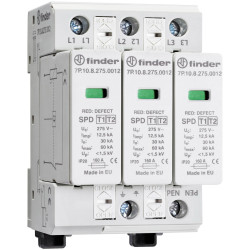 Finder 7P.13.8.275.1012 Surge arrester type 1/2 3-phase TN-C 53.8mm