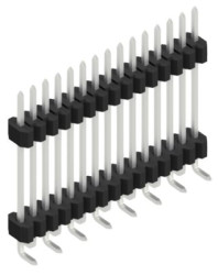 Pin header, 15 pole, pitch 1.27 mm, angled, black, SLVW9SMD12715Z