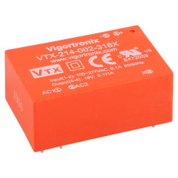 Vigortronix VTX-214-002-318X 2W HIGH PERFORMANCE AC-DC CONVERTER 85-305V - 18V