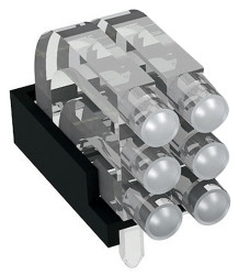 Światłowód do LED, sztywny, kątowy, dł. 14.45mm, 3-rzędowy, 6-drożny, , MENTOR