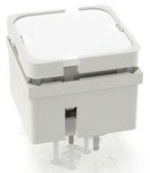 Short-stroke pushbutton, Form A (N/O), 100 mA/35 V, unlit , actuator (white), 2.9 N, THT, 3.14.100.702/0000