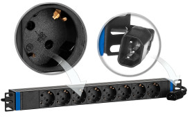8GN-S-C14 - listwa zasilająca 19" 1U z wtykiem IEC C14 (UPS) - 8 gniazd SCHUKO