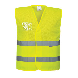 Waistcoat Hi-Viz Yellow Open Mesh Front