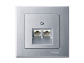 MERTEN SYSTEM M Płytka czołowa mechanizmu RJ45 podwójna aluminium MTN298060 SCHNEIDER ELECTRIC