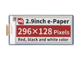 Waveshare 2.9inch E-Paper E-Ink Display Module (B) for Raspberry Pi Pico, 296×128, Red / Black / White, SPI