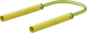 Safety measuring lead with (4 mm lamella plug, straight) to (4 mm lamella plug, straight), 0.5 m, yellow/green, PVC, 1.0 mm², CA