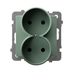 AS Gniazdo podwójne moduł bez ramki zielony mat GP-2GR/m/84