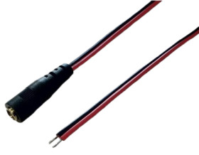 DC connection cable, 500 mm, red/black, coupling 2.1 x 5.5 mm, straight to open end, 075160