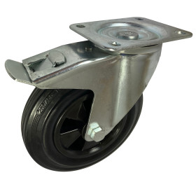 Koło samonastawne średnica kabla 200mm Płyta RS PRO 205kg wysokość całkowita 235mm