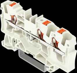 2204-1309 3-wire feed-through terminal, with pusher 4 mm², light grey