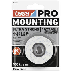 tesa 66792-00000-00 PRO Mounting Tape 1.5m x 19mm holds 10kg per 10cm