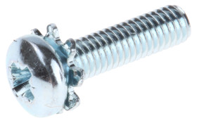 Śruba z podkładką Powlekane jasnym cynkiem Stal Stożek, M3 x 12mm