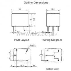 Przekaźnik 1x styk przeł. 12V 10A HF3FD