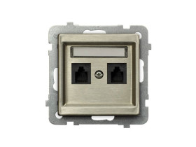 SONATA Gniazdo telefoniczne podwójne niezależne nowe srebro GPT-2RMN/m/44 OSPEL