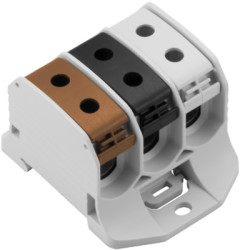 Potential distribution terminal, screw connection, 50 mm², 3 pole, 150 A, 8 kV, black/gray, 2502650000