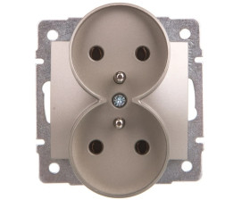 DOMO Gniazdo podwójne z uziemieniem śrubowe 16A 250V szampański 011253150 25032