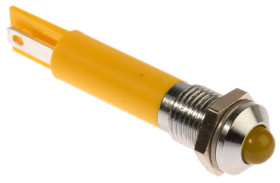 Lampka kontrolna do montażu panelowego 230V ac, Żółta 8mm LED Chrom RS PRO