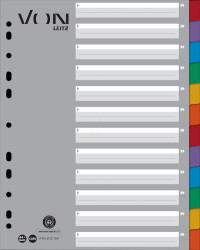 1301-00-00 Cardboard dividers, A4, (1 - 12), multi-coloured