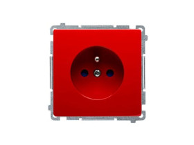 SIMON BASIC Gniazdo pojedyncze z uziemieniem (moduł) z przesłonami czerwone BMGZ1Z01/22 KONTAKT SIMON