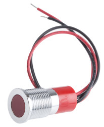 Lampka kontrolna do montażu panelowego 24V dc, czerwona 14mm LED Chrom Wyprowadzenia RS PRO