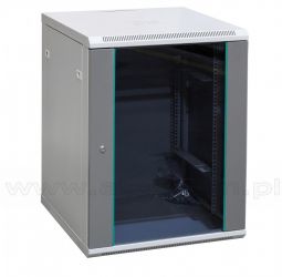 Szafa rack 15U, 19", wisząca, 600mm gł., drzwi szklane