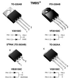VF20150C-E3 Dual High Voltage Trench MOS Barrier Schottky Rectifier Low VF = 0.59 V at IF = 5 A