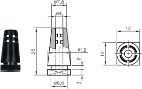 Cable grommet, cable Ø 4 mm, L 25 mm, TPE, black, 01460240010