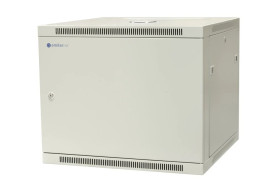 Szafa wisząca niedzielona 19 9U, drzwi całe z blachy, ściągane osłony boczne z zamkiem, 600×600×500 szer./gł./wys. mm RAL: sza