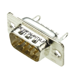 Złącze D-Sub 9-pinowe Męski Proste Montaż na panelu raster 2.74mm Złoto na niklu