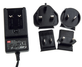 Adapter AC/DC Uwy 18V dc Iwy 1.33A Złącze 2,1 x 5,5 x 11 mm, biegun dodatni w środku 24W, typ wtyczki: Wtyk