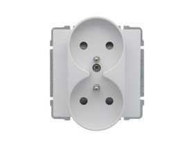 KOS 66 Gniazdo podwójne z uziemieniem i przesłoną torów prądowych bez ramki biały 660447 KOS