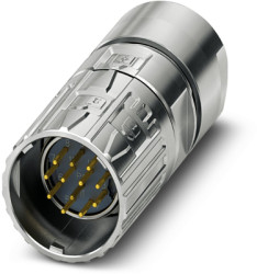 Plug, M23, 12 pole, crimp connection, ONECLICK quick locking system, straight, 1629160