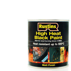 Rustins HRBL250 High Heat Paint 600&#xB0;C Black 250ml