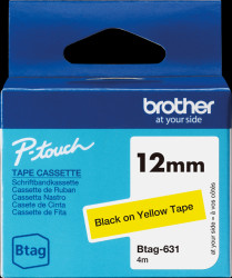 BTAG631 Labelling tape, black on yellow, 12 mm, Btag
