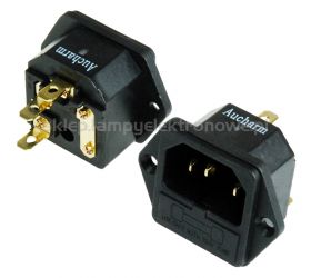 Gniazdo zasilające C14 do chassis z bezpiecznikiem Aucharm Gold