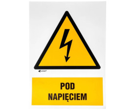 Samoprzylepna tabliczka ostrzegawcza /POD NAPIĘCIEM 148X210/ 2EOA/Q4/F